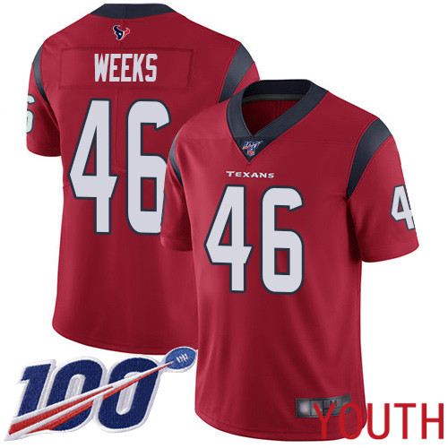 Houston Texans Limited Red Youth Jon Weeks Alternate Jersey NFL Football #46 100th Season Vapor Untouchable